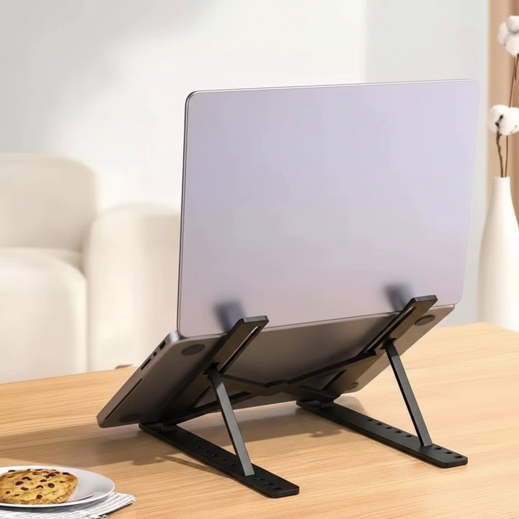 Black Laptop Stand In Use - Reference Based