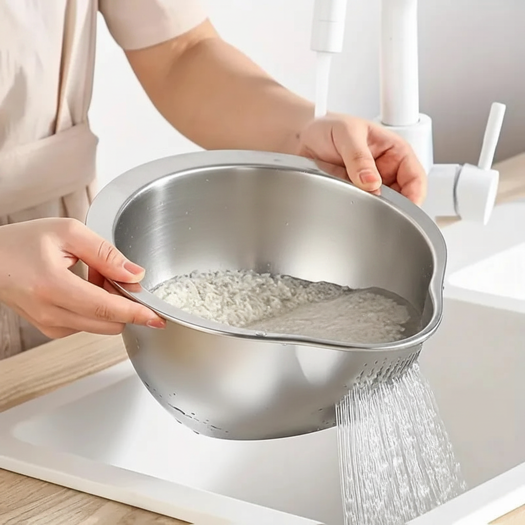 Rice Washer Under Tap